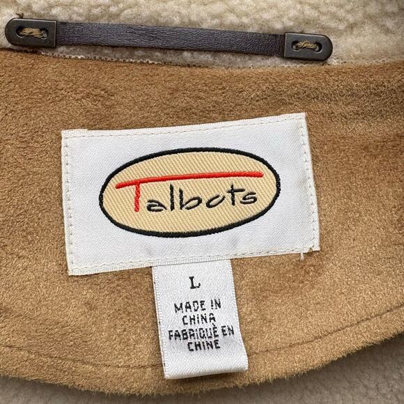 Talbots Faux Shearling Jacket, Horn Shaped Buttons, Fleece Lining, Size L, VTG - Picture 2 of 8